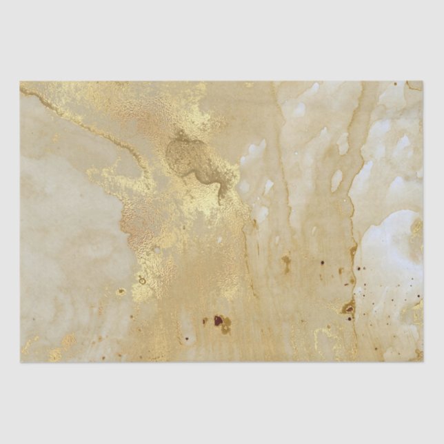 Modern Elegant Faux Gold Watercolor Marble Pattern Tissue Paper (Front)