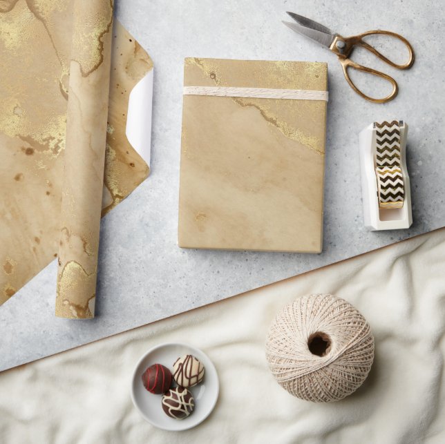Modern Elegant Faux Gold Watercolor Marble Pattern Wrapping Paper (Crafts)