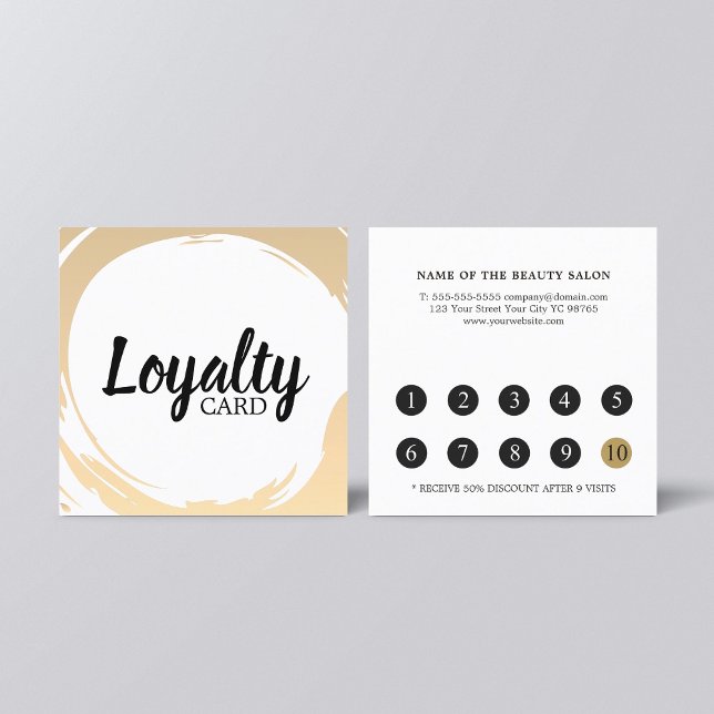 Modern Elegant Faux Gold White Beauty Salon  Loyalty Card (Creator Uploaded)