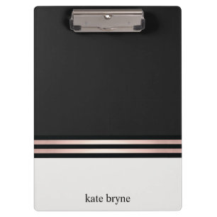 Modern Elegant Faux Rose Gold Foil Stripes Clipboard