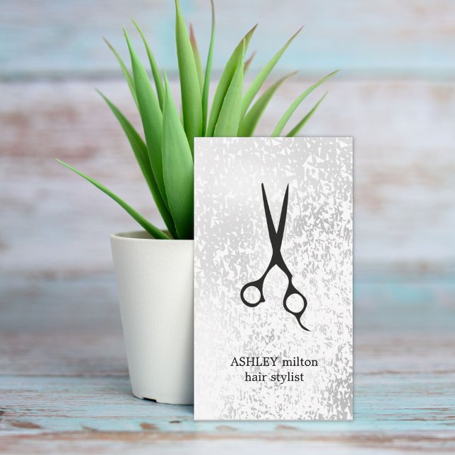 Modern Elegant Faux Silver Hair Stylist Business Card (Creator Uploaded)
