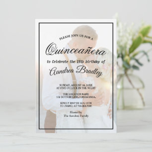 modern Elegant Faux Vellum Overlay Photo Birthday Invitation