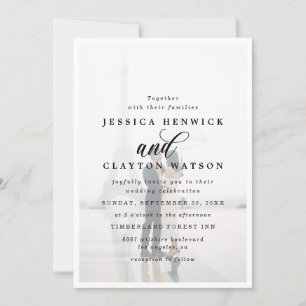 Modern Elegant Faux Vellum Photo Overlay Wedding Invitation