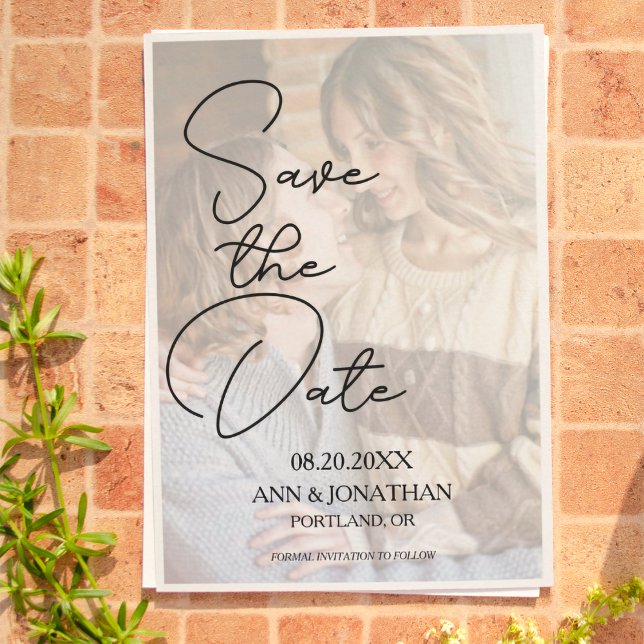 Modern Elegant Faux Vellum  Photo Wedding Save The Date (Creator Uploaded)