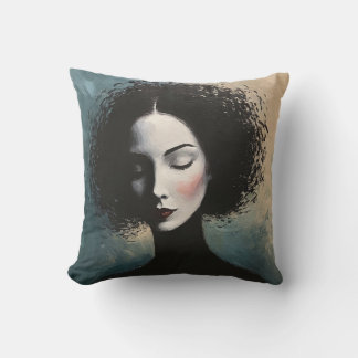Modern Elegant Female Portrait Art Cushion