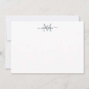 Modern Elegant Feminine Script Monogram Grey Card