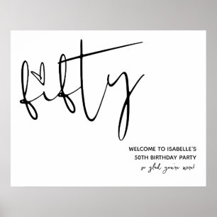 Modern Elegant Fifty 50th Birthday Welcome Sign