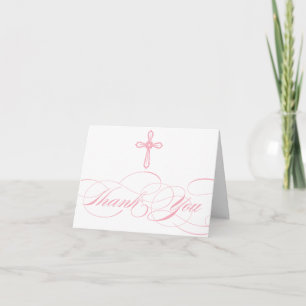 Modern Elegant First Communion Thank You Girls Card