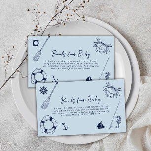 Modern Elegant Fishing Boy Books For Baby Shower Enclosure Card
