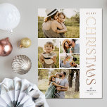 Modern Elegant Five Photo Collage Christmas<br><div class="desc">Send beautiful holiday greetings with these 5 photo collage Christmas cards! They feature five photo templates on the left of the card, with stylish, modern typography on the right, reading "Merry Christmas" in real foil (available in gold, rose gold, and silver). The back of the card contains a simple, modern...</div>