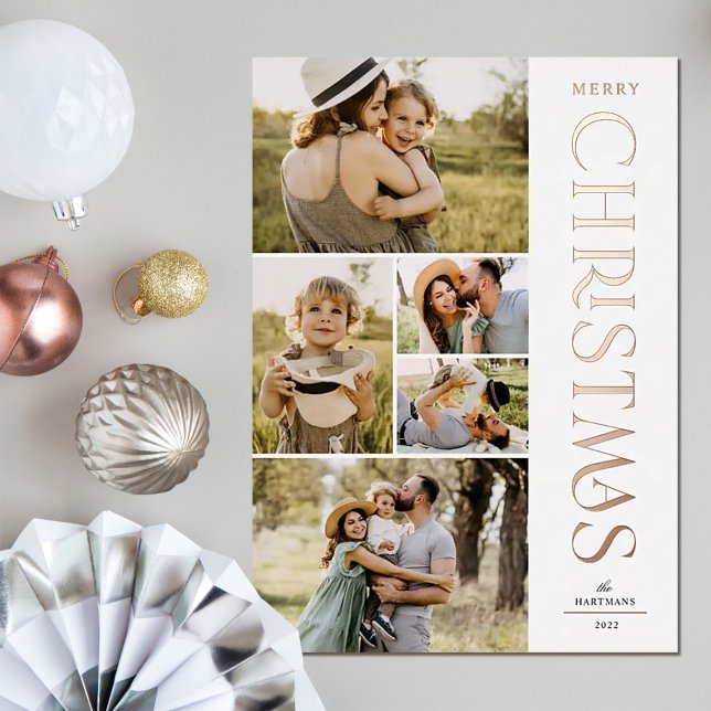 Modern Elegant Five Photo Collage Christmas (Creator Uploaded)