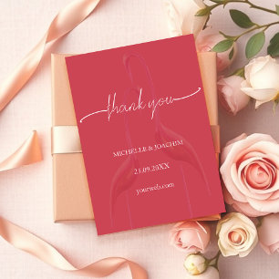 Modern Elegant Flamingo Coral Red  Thank You Card