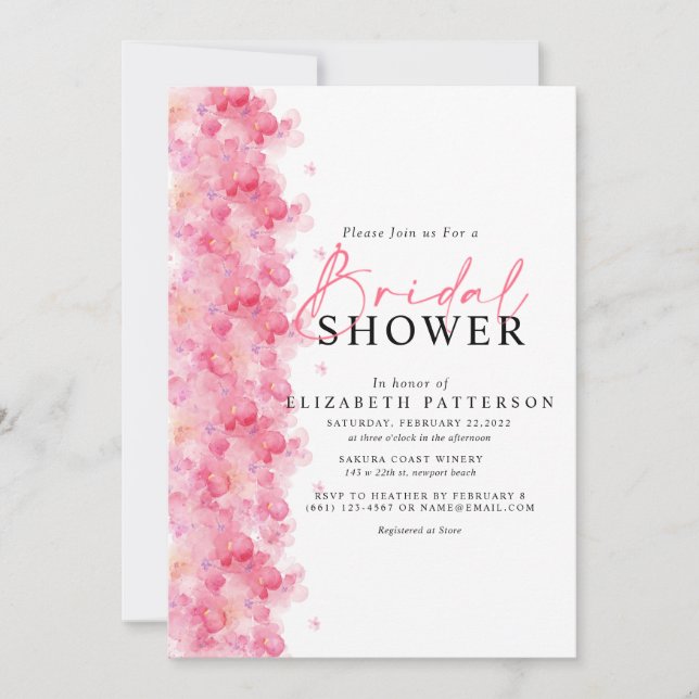 Modern Elegant Floral Blossom Bridal Wedding Invitation (Front)