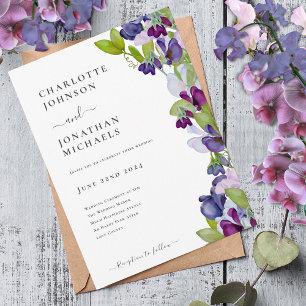 Modern Elegant Floral Blue Invitation