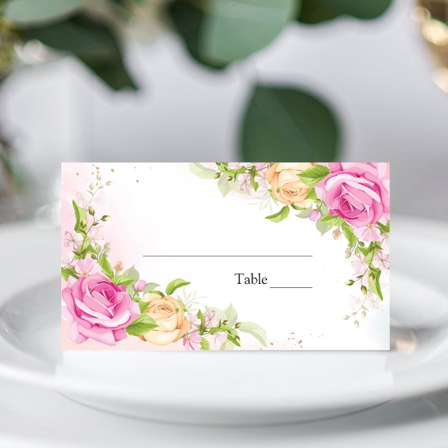 Modern Elegant Floral Chic Wedding Place Card (Creator Uploaded)