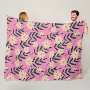 Modern Elegant Floral  Fleece Blanket
