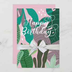 Modern Elegant Floral Happy Birthday Flat Card