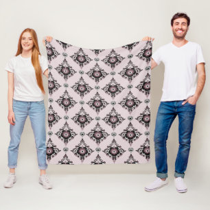 Modern Elegant Floral Lavender Damask Fleece Blanket