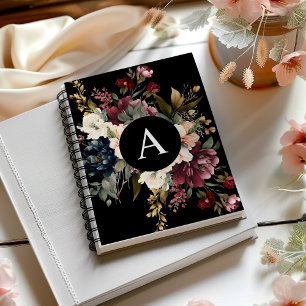 Modern Elegant Floral Monogram Personalised Notebook