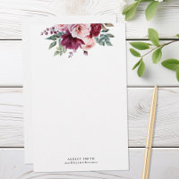 Modern Elegant Floral Monogram Stationery Paper