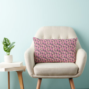 Modern Elegant Floral Pattern Christmas Lumbar Cushion