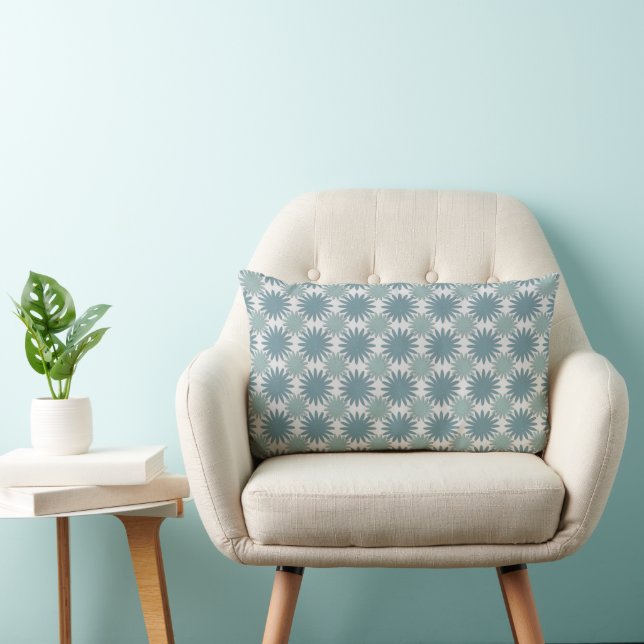 Modern Elegant Floral Pattern Green Blue Grey  Lumbar Cushion (Chair)