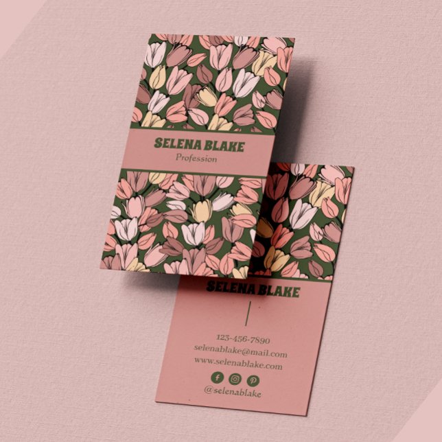 Modern Elegant Floral Pattern | Vertical Design |  Business Card (Creator Uploaded)