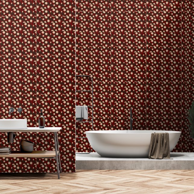 Modern Elegant Floral Pattern Wallpaper (Bathroom)