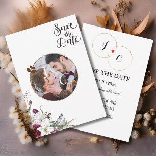 Modern Elegant Floral Photo Wedding Save The Date
