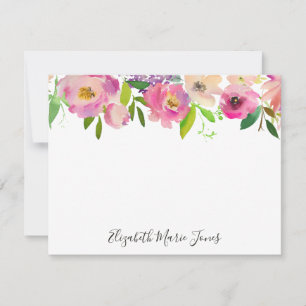 Modern Elegant Floral Pink Pastel Watercolor Peony Card