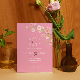 Modern Elegant Floral Pink Wedding Save The Date