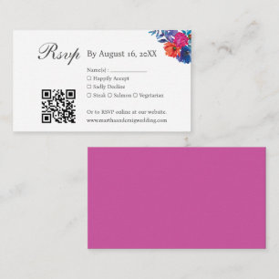 Modern Elegant Floral RSVP QR Code Enclosure Card