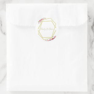Modern Elegant Floral Rustic Wedding Classic Round Sticker