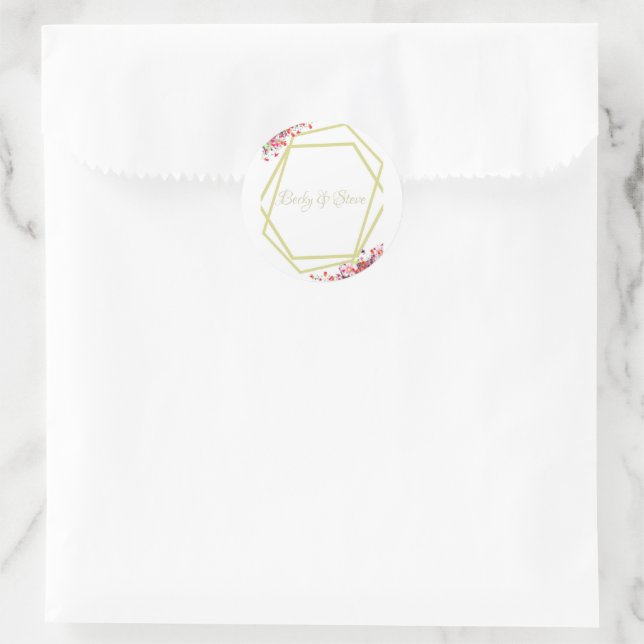 Modern Elegant Floral Rustic Wedding  Classic Round Sticker (Bag)