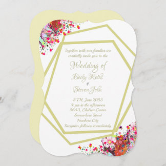 Modern Elegant Floral Rustic Wedding Invitation
