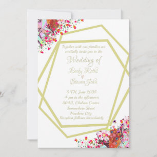 Modern Elegant Floral Rustic Wedding Invitation
