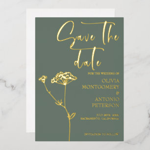 Modern Elegant Floral Sage Green Save the date