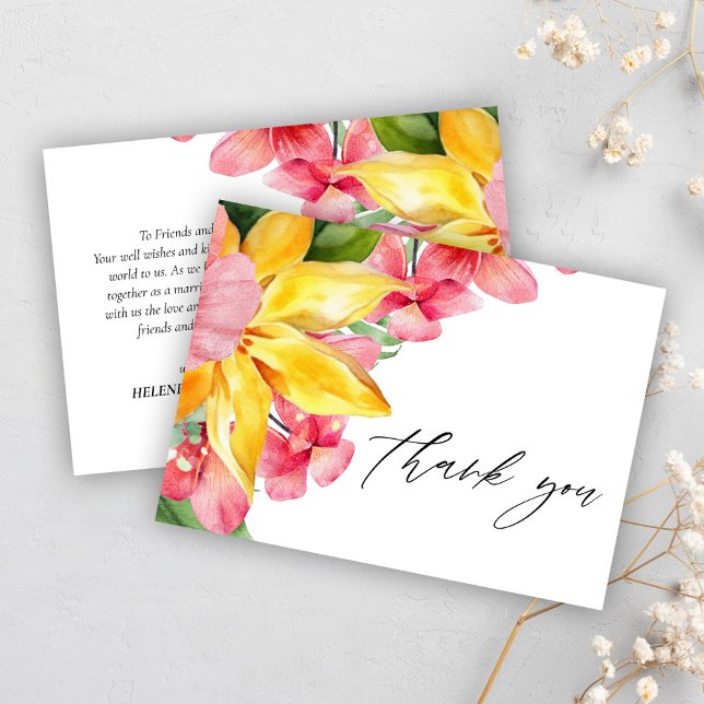 Modern Elegant Floral Tropical Destination Wedding Thank You Card (Modern Elegant Floral Tropical Destination Wedding Thank You Card)