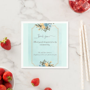 Modern Elegant Floral Watercolor Greenery Wedding Napkin