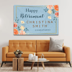 Modern Elegant Floral Watercolor Retirement Party Banner