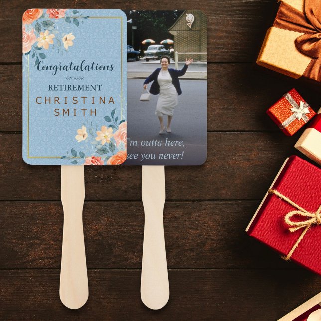 Modern Elegant Floral Watercolor Retirement Party Hand Fan (Modern Elegant Floral Watercolor Retirement Party Hand Fan)