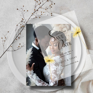 Modern Elegant Floral Wedding Save the Date Vellum Invitations
