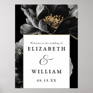 Modern Elegant Floral Wedding Welcome Sign