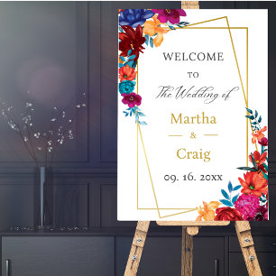 Modern Elegant Floral Wedding Welcome Sign Poster