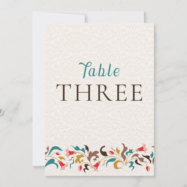 Modern Elegant Floral Wreath Wedding Table Number (Front)