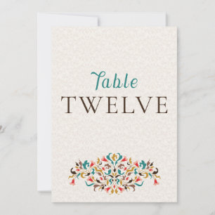 Modern Elegant Floral Wreath Wedding Table Number