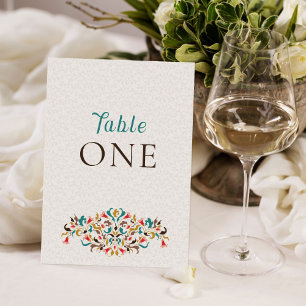 Modern Elegant Floral Wreath Wedding Table Number