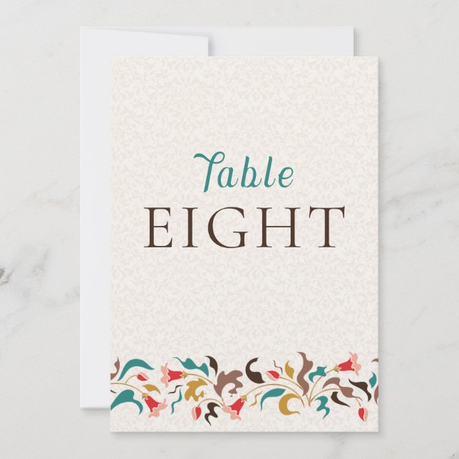 Modern Elegant Floral Wreath Wedding Table Number (Front)