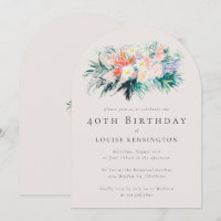 Modern Elegant Flowers Bouquet 40th Birthday