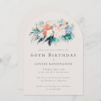 Modern Elegant Flowers Bouquet 60th Birthday